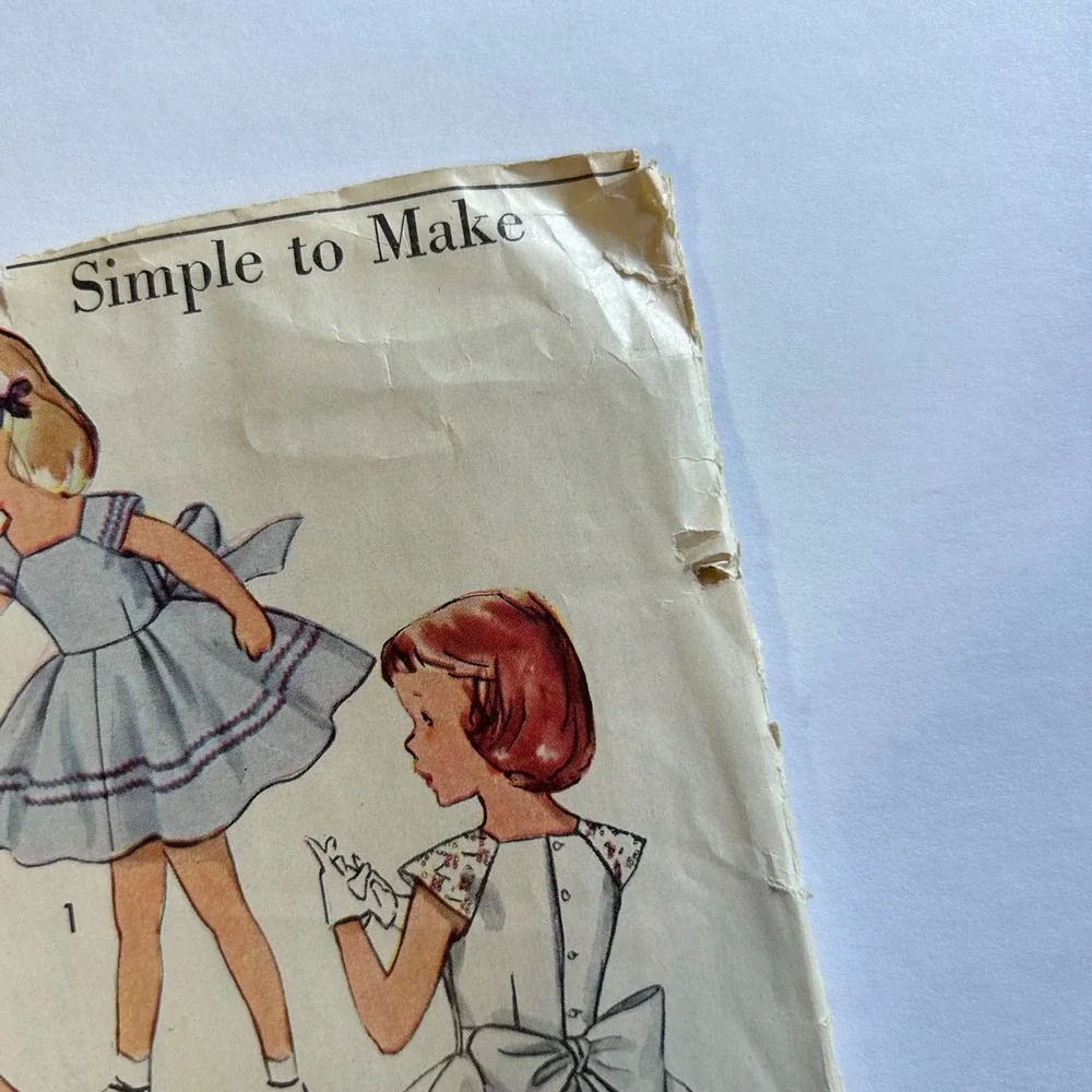 Simplicity Vintage 1950's Pattern‎ #4273 Girls Dress Size 6